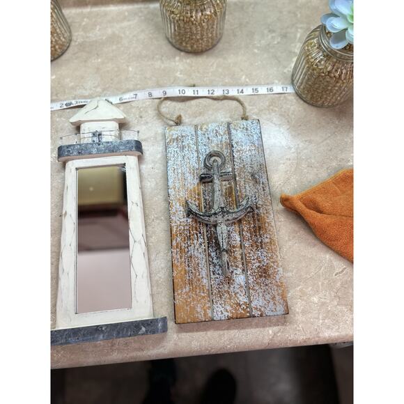 Nautical Bathroom Decor Lighthouse Mirror Anchor Hook Beach House Shore Home - Picture 13 of 13